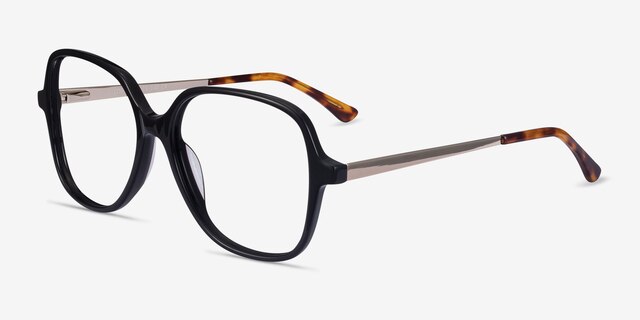 Corey Black Acetate-metalEyeglass Frames from EyeBuyDirect, Angle View