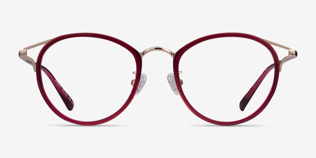 Dazzle Raspberry Acetate-metalEyeglass Frames from EyeBuyDirect, Front View