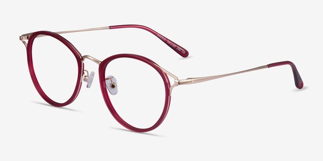 Dazzle Raspberry Acetate-metalEyeglass Frames from EyeBuyDirect, Angle View
