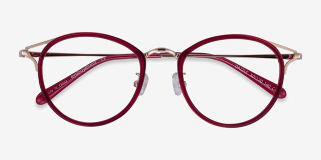 Dazzle Raspberry Acetate-metalEyeglass Frames from EyeBuyDirect, Closed View