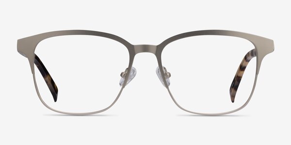 Intense Matte Silver Tortoise Acetate-metal Montures de lunettes de vue