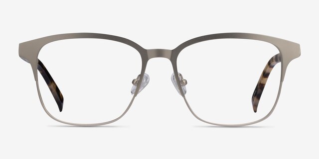 Intense Matte Silver Tortoise Acetate-metalEyeglass Frames from EyeBuyDirect, Front View