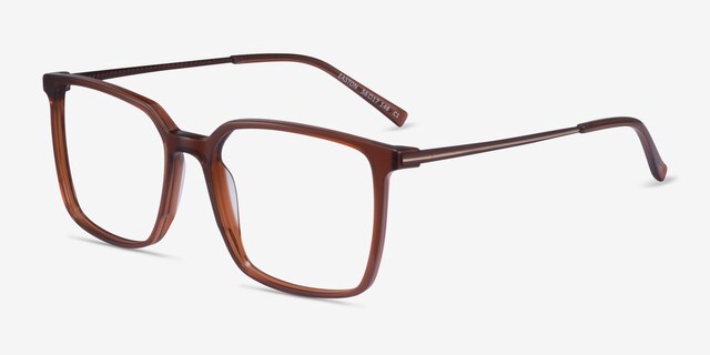 Easton Clear Brown Acetate-metalMontures de lunettes de vue d'EyeBuyDirect, Vue d'Angle