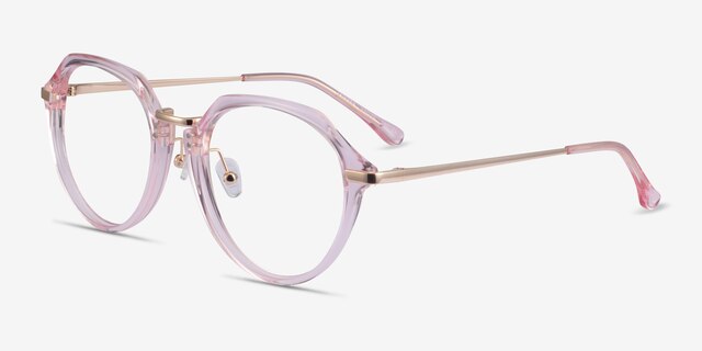 Tamara Clear Pink AcetateEyeglass Frames from EyeBuyDirect, Angle View