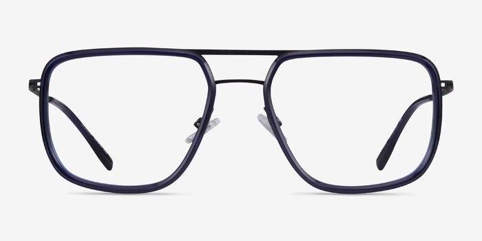 Cassian Navy Gunmeal Acetate Eyeglass Frames from EyeBuyDirect