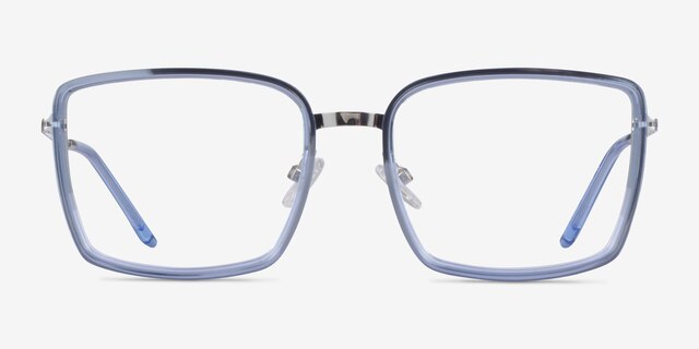 Remi Blue Silver AcetateEyeglass Frames from EyeBuyDirect, Front View