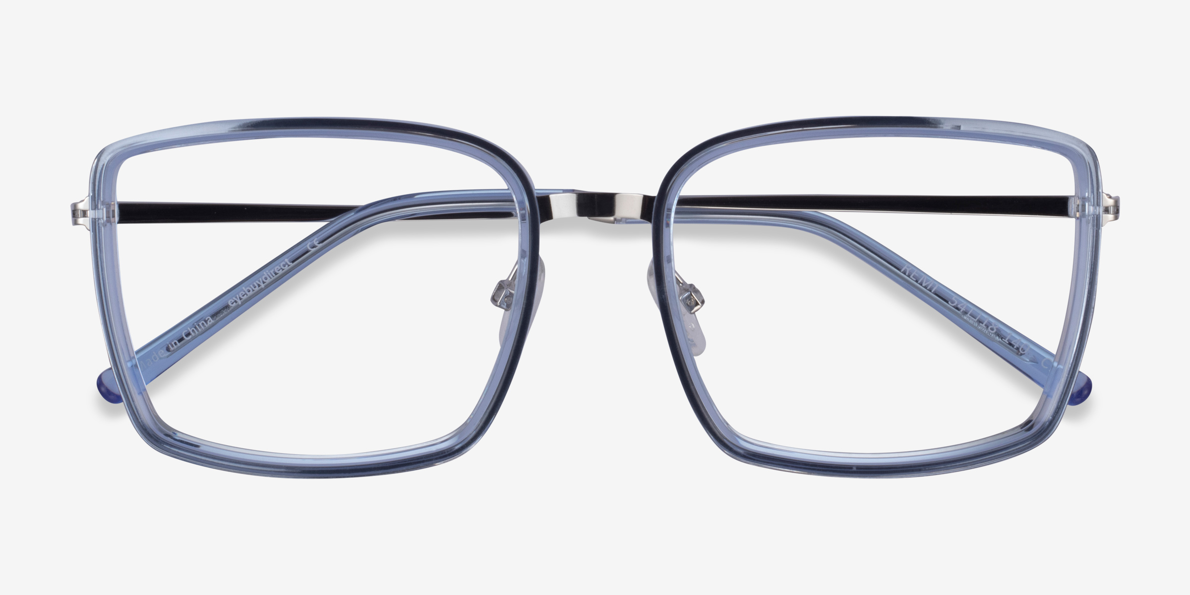 Remi Rectangle Blue Silver Full Rim Eyeglasses | Eyebuydirect