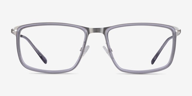 Kairo Clear Gray Silver AcetateEyeglass Frames from EyeBuyDirect, Front View