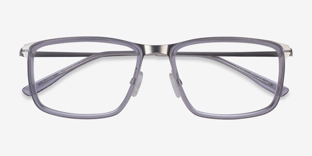Kairo Clear Gray Silver AcetateEyeglass Frames from EyeBuyDirect, Closed View