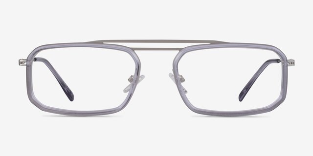 Watson Clear Gray  Silver AcetateEyeglass Frames from EyeBuyDirect, Front View
