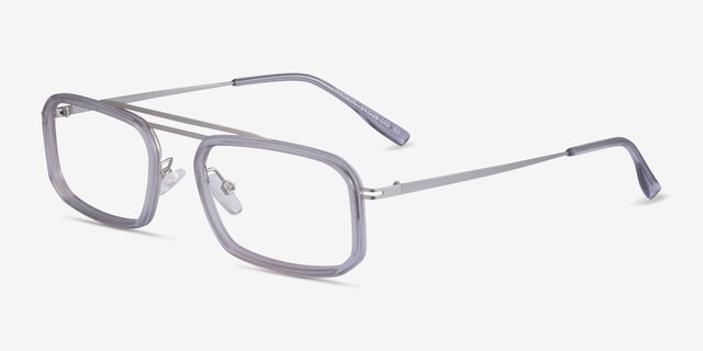 Watson Clear Gray  Silver AcetateEyeglass Frames from EyeBuyDirect, Angle View