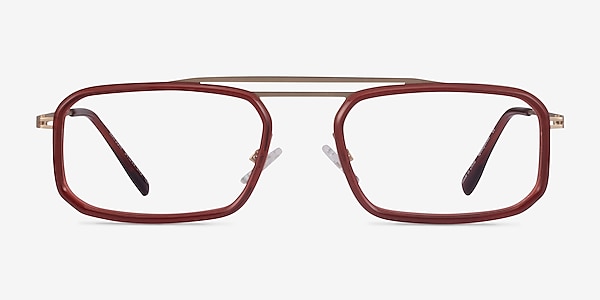 Watson Clear Red  Gold Acetate Eyeglass Frames