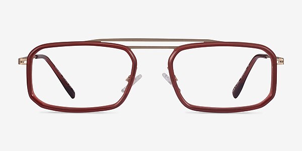 Watson Clear Red Gold Acetate Eyeglass Frames