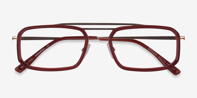 Watson Clear Red  Gold AcetateEyeglass Frames from EyeBuyDirect, Closed View