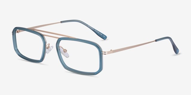 Watson Teal  Gold AcetateEyeglass Frames from EyeBuyDirect, Angle View