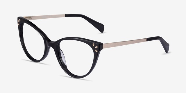 Beauty Black Acetate-metalEyeglass Frames from EyeBuyDirect, Angle View