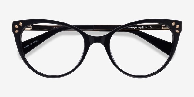 Beauty Black Acetate-metalEyeglass Frames from EyeBuyDirect, Closed View