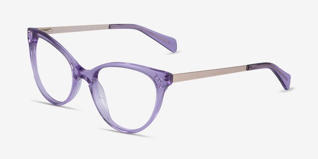 Beauty Clear Purple Acetate-metalEyeglass Frames from EyeBuyDirect, Angle View