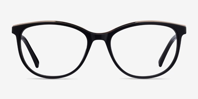 Glam Black Acetate-metalEyeglass Frames from EyeBuyDirect, Front View