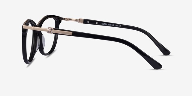Glam Black Acetate-metalEyeglass Frames from EyeBuyDirect, Side View