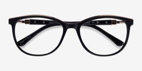 Glam Noir Acetate-metal Montures de lunettes de vue d'EyeBuyDirect, Vue Rapprochée