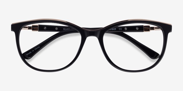 Glam Black Acetate-metalEyeglass Frames from EyeBuyDirect, Closed View