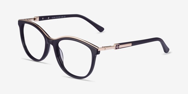 Glam Purple Acetate-metalEyeglass Frames from EyeBuyDirect, Angle View