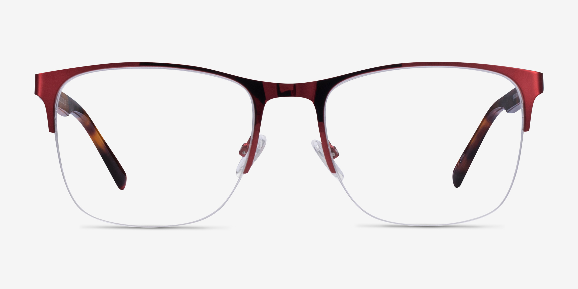 Emmerson Square Burgundy & Tortoise Semi Rimless Eyeglasses Eyebuydirect