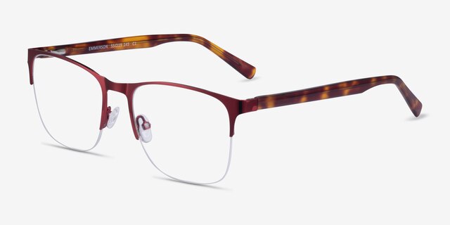 Emmerson Burgundy & Tortoise Acetate-metalEyeglass Frames from EyeBuyDirect, Angle View