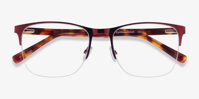Emmerson Burgundy & Tortoise Acetate-metalEyeglass Frames from EyeBuyDirect, Closed View