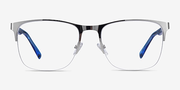 Emmerson Silver & Clear Blue Acetate-metal Montures de lunettes de vue