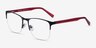 Emmerson Shiny Black & Red Acetate-metalEyeglass Frames from EyeBuyDirect, Angle View