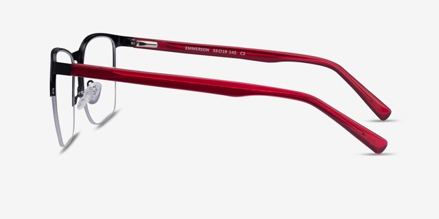 Emmerson Shiny Black & Red Acetate-metalEyeglass Frames from EyeBuyDirect, Side View