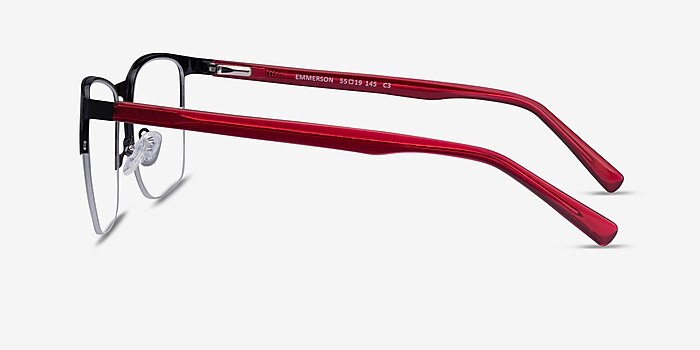 Emmerson Shiny Black & Red Acetate-metal Eyeglass Frames from EyeBuyDirect