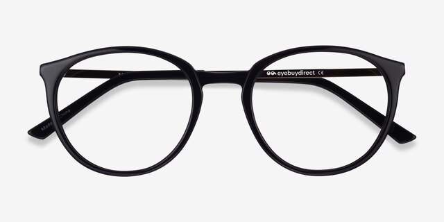 Mindful Black AcetateEyeglass Frames from EyeBuyDirect, Closed View