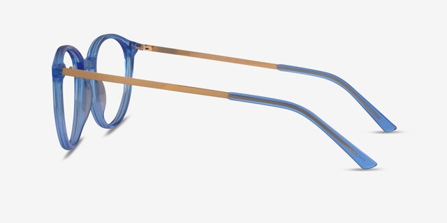 Mindful Blue AcetateEyeglass Frames from EyeBuyDirect, Side View