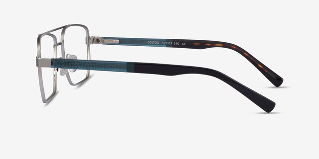 Colton Silver, Clear Blue & Tortoise AcetateEyeglass Frames from EyeBuyDirect, Side View