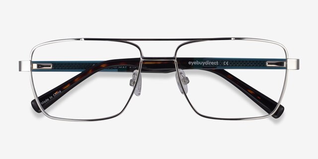 Colton Silver, Clear Blue & Tortoise AcetateEyeglass Frames from EyeBuyDirect, Closed View