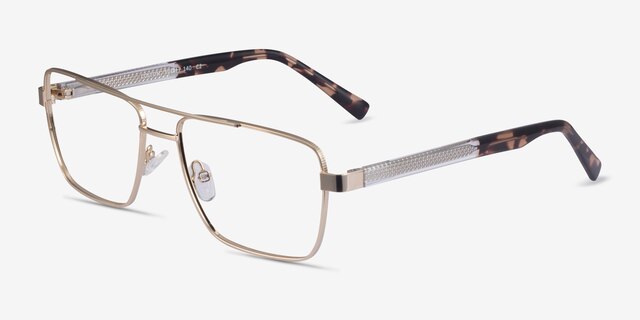 Colton Gold, Clear & Tortoise AcetateEyeglass Frames from EyeBuyDirect, Angle View
