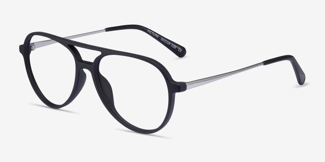 Picture Matte Black & Silver Plastic-metalEyeglass Frames from EyeBuyDirect, Angle View