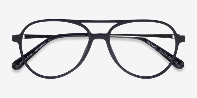 Picture Matte Black & Silver Plastic-metalEyeglass Frames from EyeBuyDirect, Closed View