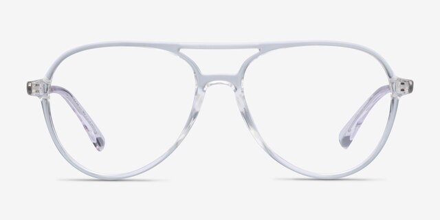 Picture Clear & Silver Plastic-metalMontures de lunettes de vue d'EyeBuyDirect, Vue de Face