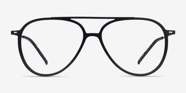 Clip Matte Black & Gold Plastic-metal Eyeglass Frames