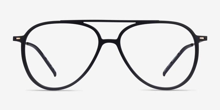 Clip Matte Black & Gold Plastic-metal Montures de lunettes de vue d'EyeBuyDirect