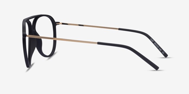 Clip Matte Black & Gold Plastic-metalEyeglass Frames from EyeBuyDirect, Side View