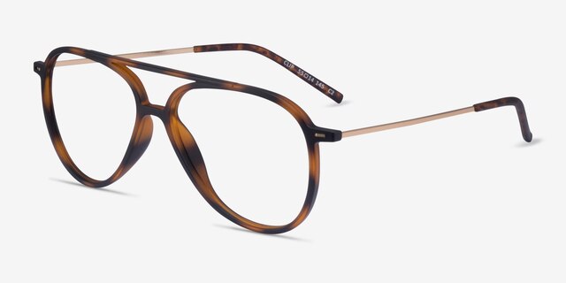 Clip Matte Tortoise & Gold Plastic-metalEyeglass Frames from EyeBuyDirect, Angle View