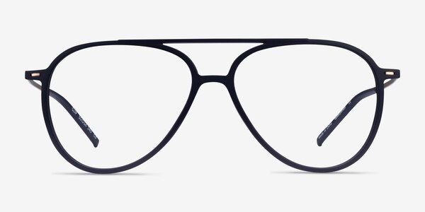 Clip Matte Navy & Gold Plastic-metal Eyeglass Frames