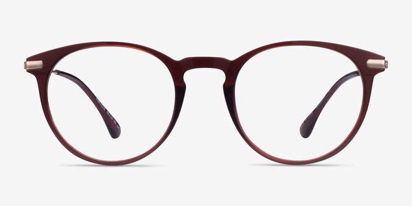 Particle Clear Red & Rose Gold Plastic-metal Eyeglass Frames