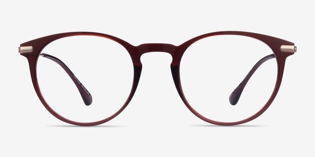 Particle Clear Red & Rose Gold Plastic-metalEyeglass Frames from EyeBuyDirect, Front View