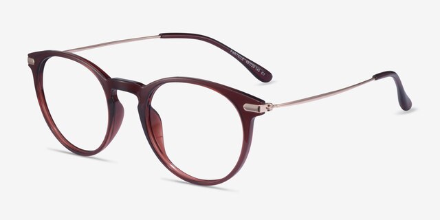 Particle Clear Red & Rose Gold Plastic-metalEyeglass Frames from EyeBuyDirect, Angle View